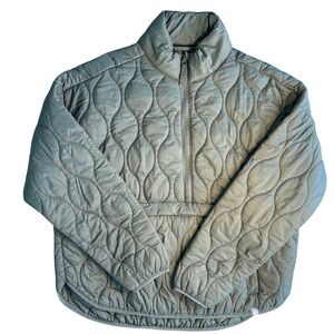 American Outdoorsman Olive Green Quilted Pullover 1/2 Zip Jacket Women's Large